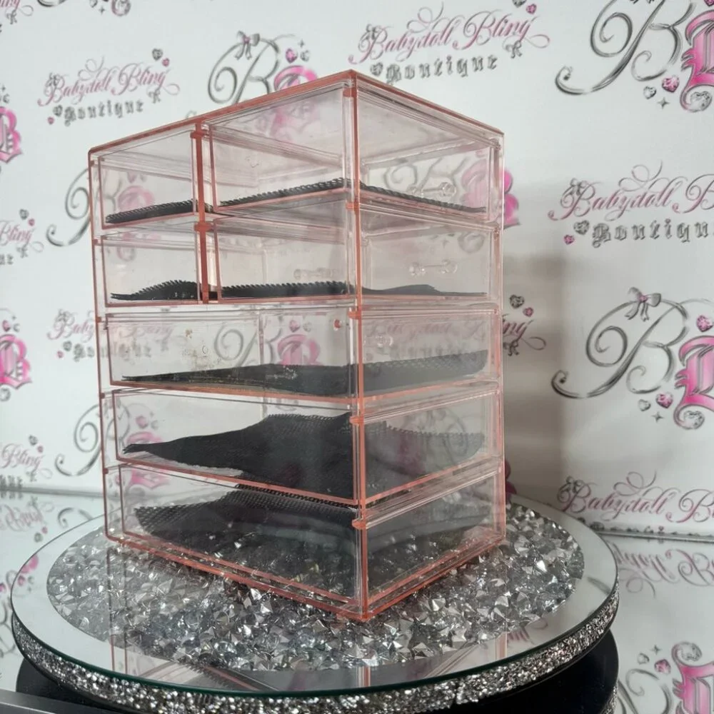 Organizer Pink 7 drawer Acrylic Makeup cosmetic Organizer drawers shelf